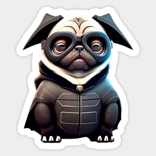 Cute Pug in Bat Costume - Adorable Pug in Bat Suit Design Sticker